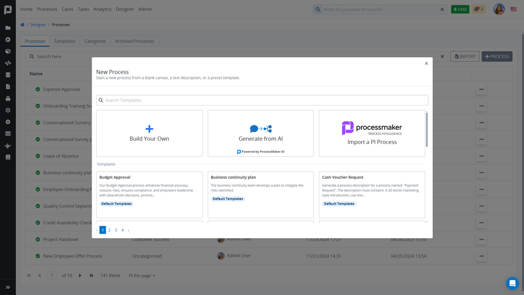 Create new PI process